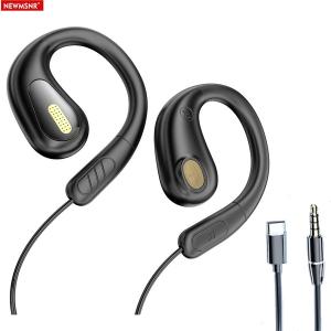 Clip-on Wired Control Type C&3.5mm Headphone 9D Surround Sound Earbuds Sports Gamer Headsets ENC Earphones In HD Mic For Samsung