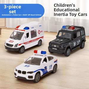 QU RAN | Fire Truck Ambulance Motorcycle Police Car Tank Simulation Model Toy Cars