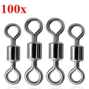 50/100pcs Fishing Swivel Sizes Solid Connector Ball Bearing Snap Fishing Swivels Rolling Stainless Steel Beads