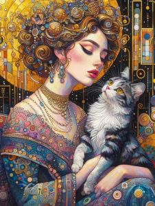 Kayou | Large Size Jigsaw Puzzle 500/1000/1200/2000 Pcs Lady and A Cat Jigsaw Puzzles for Adults Stress Relief Toys Gift
