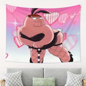 VIKAMA Thỏ Hồng Trái Tim Hoạt Hình Tấm Thảm Ngộ Nghĩnh Lấp Lánh Hài Hước Treo Tường Poster Thẩm Mỹ Trang Trí Cho Phòng Ngủ Phòng Ký Túc Xá