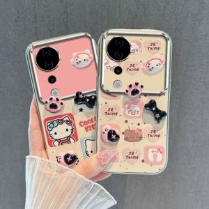 เคส Vivo V40 V30 V29 V27 เคส Vivo V40 V30 V27 Pro เคสVivo Y36 Y27S Y27 5G เคส ใหม่ KT ตุ๊กตาแมวเคสโทรศัพท์มือถือคลุมทั้งหมดขอบกันตกฝาครอบป้องกันเหมาะสำหรับเด็กนักเรียนหญิง