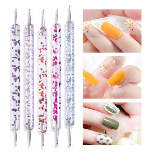 5Pcs Nail Art Dotting Tool Set Nail Dotting Pens Flower Carving Brush Manicure Tools Professional for Decoration Professional