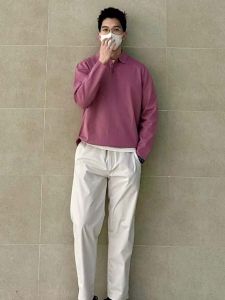 เสื้อยืดคอโปโลถักแขนยาวสำหรับเล่นกีฬาโยคะและฟิตเนส ฤดูใบไม้ผลิและฤดูใบไม้ร่วง ผ้าฝ้ายผสมโพลีเอสเตอร์ ยืดหยุ่นสูง เสื้อผ้าสำหรับทุกเพศ