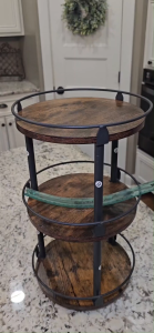 Industrial Turntable Spice Holder 360° Rotating Food Storage Rack Wood 2/3 Tier Kitchen Storage Rack Multifunction Fruit Holder Display Rack Bathroom Shelf Rotating Shelf