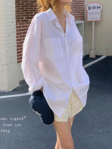 Loose Oversize Casual Shirt Womens Early Spring New Style Sun Protection Long Sleeve Thin Shirt Korean Version Commute Style