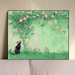Roses And Cats Digital Oil Painting DIY Hand-painted Beautiful Healing Landscape Coloring Decorative Acrylic Paintings