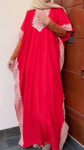 BISA COD Gamis Kaftan Arabia Adem Renda Tebal JUMBO LD 150 Busui friendly