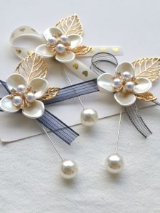 Handmade Wedding Brooch Pin Material Kit Fake Pearl Flower Brooch Pin Buckle DIY Accessories for Wedding Decoration