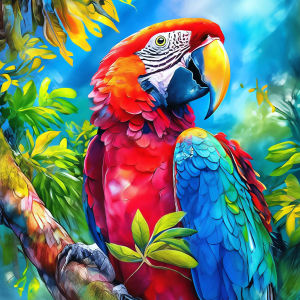 Huacan Full Square Round Drill 5D Diamond Painting Scarlet Macaw Parrot Diamond Mosaic Animal Complete Kit Wall Decor