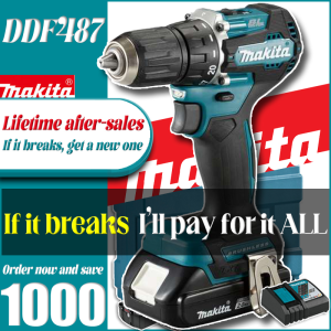 Makita DDF487【Ship within 6 hours】Cordless Drill High Power lmpact Hand Drill 2 Batteries Multi-Function Tool Set