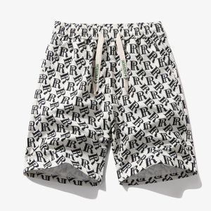 Mens Ice Silk Shorts Casual Sporty Teenage Style Summer New Loose Fit Straight Leg Five-Quarter Length Breathable Comfortable