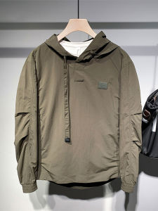 Japanese Style Loose Casual Hoodie Jacket Men Spring Autumn Youth Trendy Overhead Top Outerwear Cotton Polyester Fabric