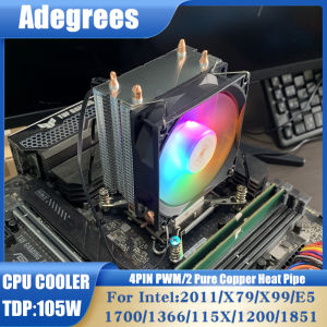 X99 RGB CPU Cooler 3PIN/4PIN PWM 2 Heat Pipes Silent Cooling Fan for Intel LGA 2011 1700 1150 1151 1366 1155 1156 X79 1200 1851