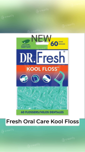 DR. FRESH Oral Care Kool Floss Mint Waxed Dental Floss Picks 60 Count