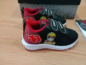 Sepatu Sekolah Anak Laki Laki Perempuan Sepatu Warna Hitam Murah Tali Perekat Karakter Anime Naruto Sipuden Umur 6-10 Tahun PAUD TK SD-KIDZTUBS1911040824