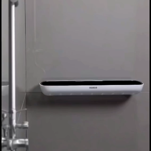 Ecoco Bathroom Storage Shelf Organizer Rack Wall Mounted with Towel Hanger Punch-free