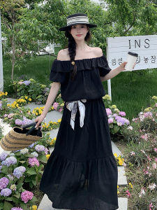 YINLUOYA | Korean Fashion One Shoulder Top Elastic Waist Mini Skirt Womens Summer Outfit Set Short Sleeve Round Neck Two-Piece Ensemble