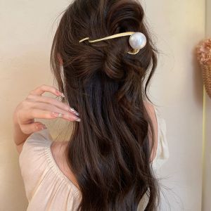 Elegant Pearl Hair Twists Clip Womens Stylish Durable Simple Versatile Hair Accessories Back of Head Hair Grips Fashionable