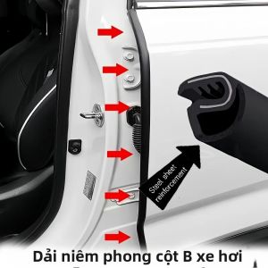2 Chiếc Dải Niêm Phong Cột B Ô Tô Với Thanh Thép Viền Cao Su Chống Thấm Cách Âm Chống Trầy Xước Cho Cửa Xe