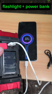 Portable Solar LED Flashlight COB USB Rechargeable Handheld Powerful Outdoor Power Bank