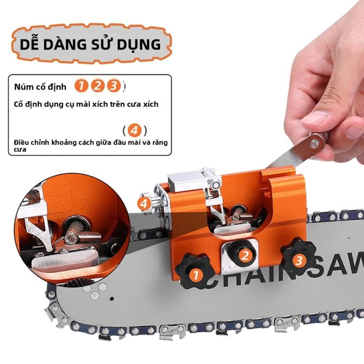Bộ Dụng Cụ Mài Cưa Xích Cầm Tay Với Dụng Cụ Mài Bằng Tay Quay 4 Đầu Mài ...