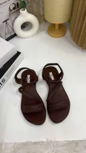 Womens braided flat sandals Key attributes: Open toe ankle strap woven design slip-on fit Scene: Casual summer wear