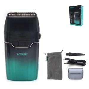 VGR | Máy Cạo Râu Chuyên Nghiệp VGR V308 Toàn Thân Kim Loại Lưỡi Kép Tốc Độ 9000 Vòng/phút Màn Hình LCD Dành Cho Nam Giới Với Lưỡi Dao Bằng Thép Không Gỉ