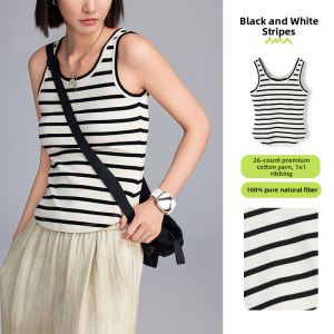 Color-blocking Striped Slim Knit Tank Top