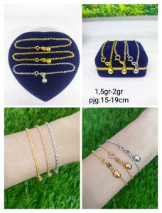 GELANG PERAK SILVER 925 LAPIS EMAS/GELANG TANGAN RANTAI NORI UKIR+1BEL/ASLI SILVER/FASHION WANITA TERBARU/GELANG TANGAN