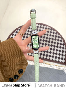 Uhada Leather Smart Watch Band for Xiaomi Band 10 pro Autumn Winter New Butterfly Lychee Pattern Sports Intelligent Creative Pin Buckle