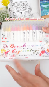 Bút dạ 2 đầu Pentel brush sign pen SESW30C 30 màu sắc đa dạng phù hợp cho vẽ và viết thư pháp
