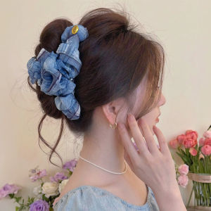 Blue Gingham Mesh Shark Clips Large