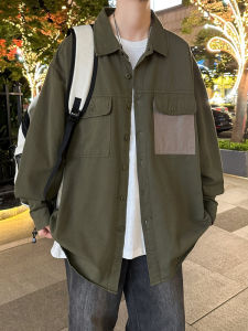 Pure Color Lapel Long Sleeve Shirt Men Winter New Arrival Trendy Loose Easiest for Match Sports Boys Casual T-shirt Outwear