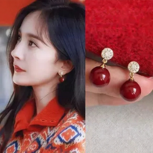 YICAN | Round Diamond-Embedded Pearl Earrings For Women Clip-on