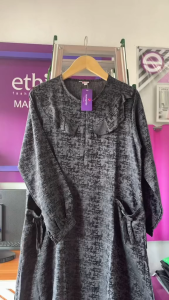 Terbaru Rauna Gamis Remaja RGR 25 Hitam Jacquard Adem Busui Wudhu Friendly Tali Pinggang Saku