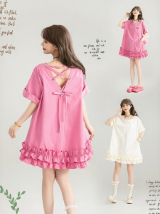 Keiko | Đầm A-Line Ôm Dễ Thương Có Gấu Xếp Ly