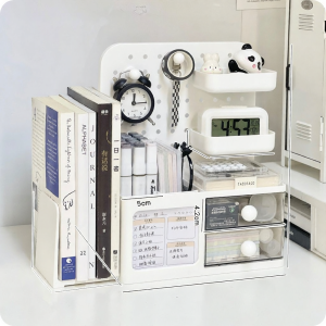 Multifunctional Storage Organizer Desktop Bookshelf Pen Holder Pegboard