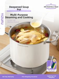YIZHIFU | Food Grade Deep Ceramic Stainless Steel Soup Pot for Gas & Induction