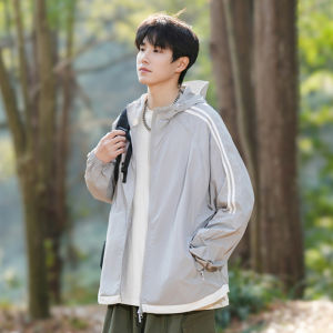 Warrior UPF100+ Ice Silk Mens Summer Outdoor UV Protection Fishing Jacket Loose Fit Long Sleeve Zipper Closure Solid Color