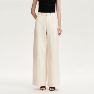 Vero Moda Womens Summer 2025 Casual Pants Loose Wide Leg Pure Color Versatile Comfortable High Waist Polyester Fiber