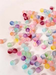 8mm 20/30Pcs Matte Gradient Glass Beads with Golden Shimmer Dots Loose Beads for Clothing Sewing DIY Decoration Supplies