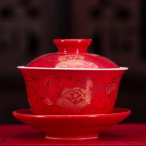 Wedding Ceremonial Gaiwan Ceramic Tea Set
