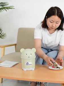 Retouch Cute Bear Mini Trash Can Desk Stationary Table Side Waste Bin for Home Use KC112