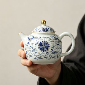 Jade Ceramics Blue And White Lotus Branch Tea Pot Home High-end Luxury