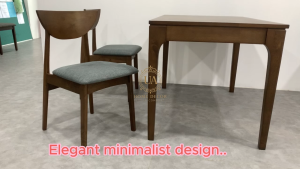Gf Claire solid wood dining table set with 4 seaters cushioned chairs