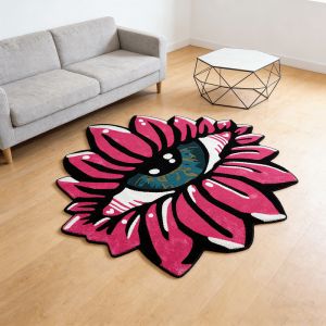 VIKAMA Lotus Evil Eye Rug Soft Plush Non-Slip Floor Mat Aesthetic Area Rug for Bedroom Bedside Living Room Home Decor
