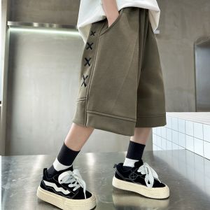 Summer Thin Soft Denim Casual Shorts for Boys Childrens Clothing High Waist Five-Quarter Length Elastic Waistband Boys Jeans