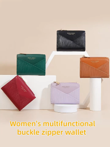 BAELLERRY Dompet Wanita Terbaru Simple Terbaru Resleting Cokelat Kulit WA1166B7 Motif Bernita