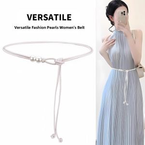 Slim Waist Belt White Decorative